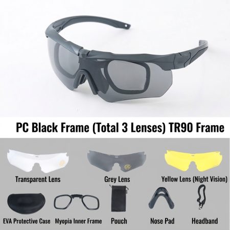 GL20 Tactical Protective Shooting Glasses Set with 3 Interchangeable Lenses