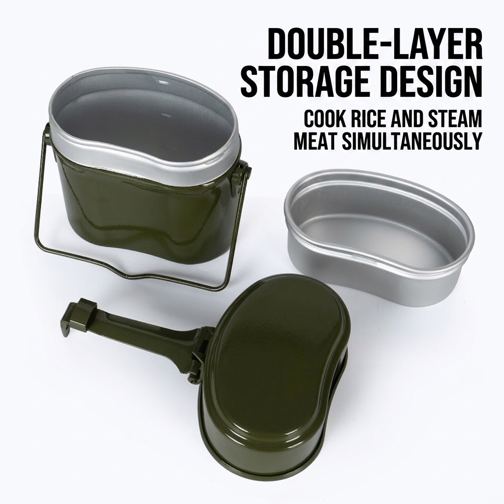 CG01 German-Style Aluminum Camping Mess Kit with Hanging Pot and Compact Cookware Set - Image 2