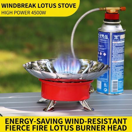 CG03 Portable Windproof Lotus Camping Stove with Foldable Burner Head