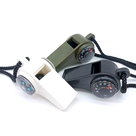 CG07 Three-in-One Outdoor Survival Whistle with Compass, Thermometer and Lanyard