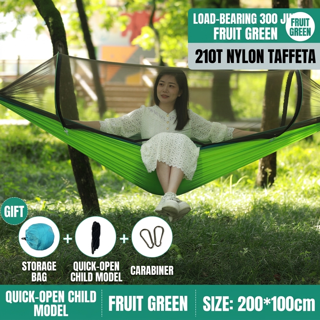 CG11 Quick-Open Portable Camping Hammock with Storage Bag and Carabiner