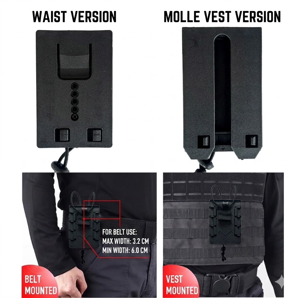 TTH09 កាបូបដាក់វិទ្យុទាក់ទង Walkie-Talkie បង្វិល ៣៦០ ដឺក្រេ ប្រព័ន្ធ Quick-Release សម្រាប់ខ្សែក្រវាត់ និងអាវកាក់ MOLLE