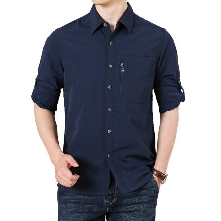 SHL01 Men’s Outdoor Quick-Dry Long Sleeve Shirt with Zip Chest Pocket