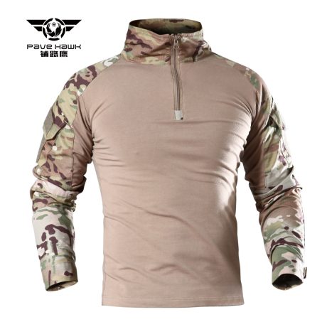 TSL02-SF Tactical Camouflage Long Sleeve Combat Shirt – Quarter-Zip Training Top