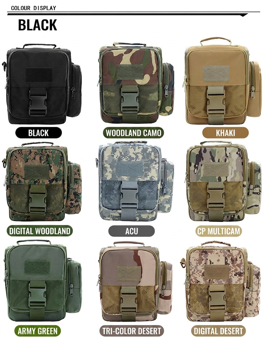BG19 Water-Repellent Tactical Crossbody Shoulder Bag with MOLLE Attachment System - Image 13