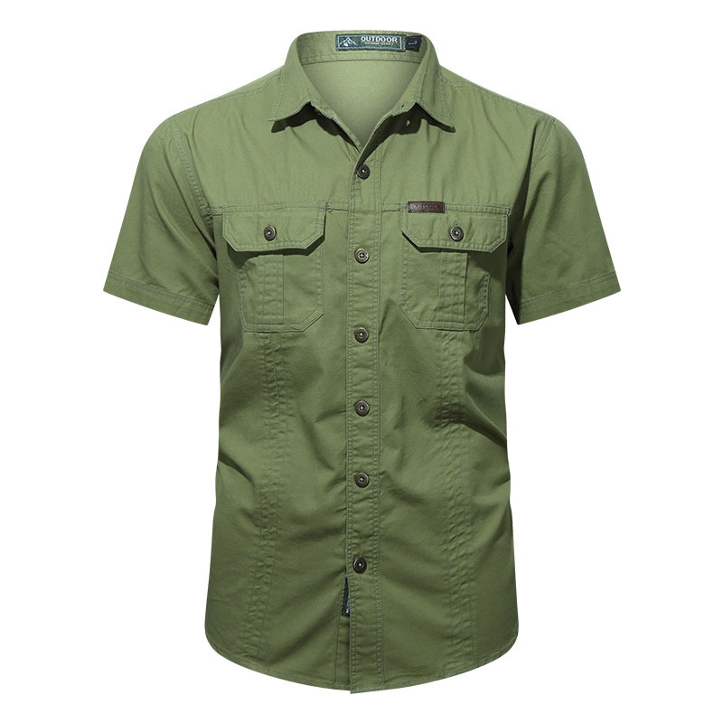 SHS09 Summer Military Uniform Short-Sleeved Shirt – Pure Cotton Loose Outdoor Workwear Overalls Shirt for Men - Image 10