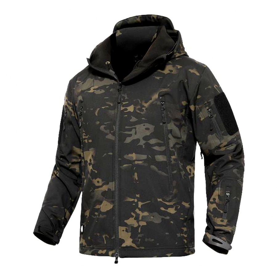 JK08 Sharkskin Softshell Tactical Jacket for Men - Windproof Warm Outdoor Hooded Military-Style Jacket - Image 17