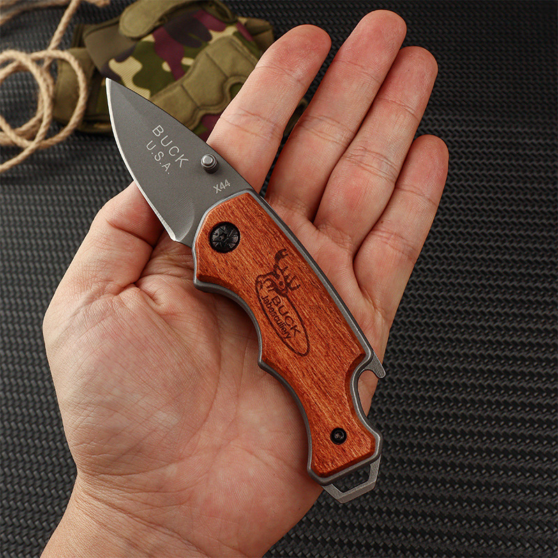 K58 Premium K58 Portable Outdoor Folding Knife – X44 Rosewood & Stainless Steel EDC Tool - Image 3