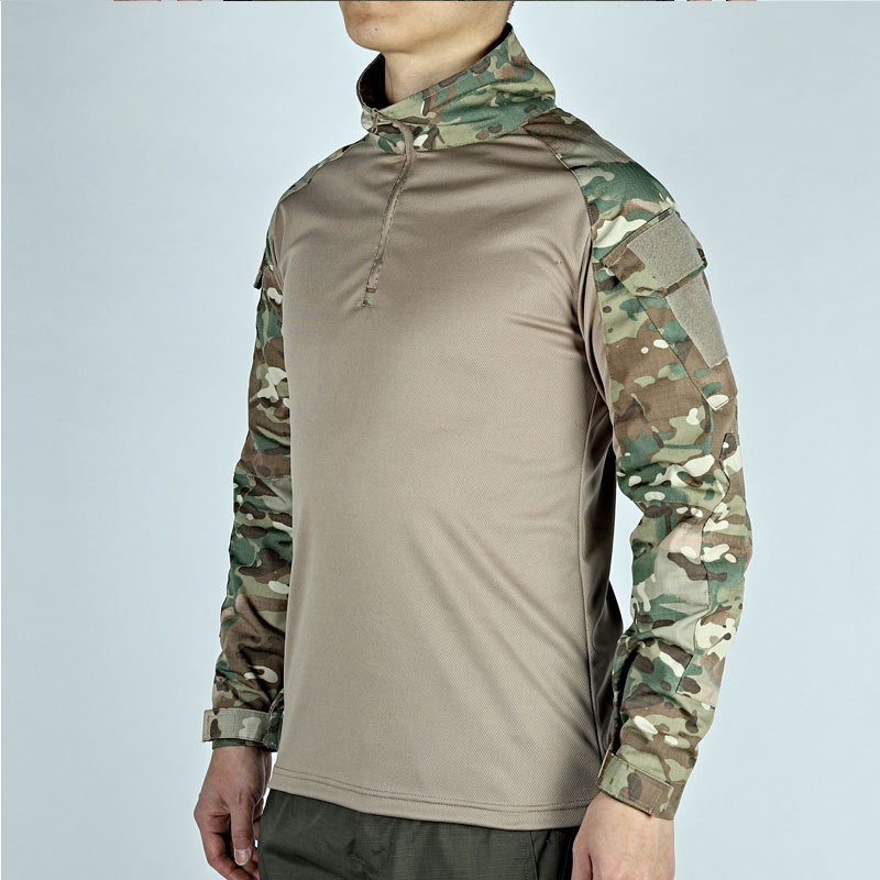 TSL03-CF Tactical Long-Sleeve Combat Shirt – Stand Collar Outdoor Training Top with Utility Sleeve Pockets - Image 3