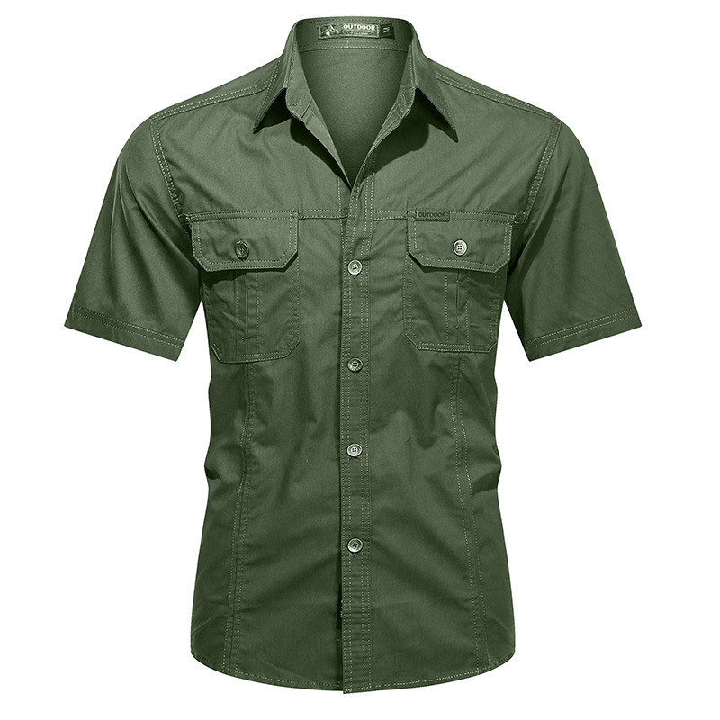 SHS09 Summer Military Uniform Short-Sleeved Shirt – Pure Cotton Loose Outdoor Workwear Overalls Shirt for Men - Image 2