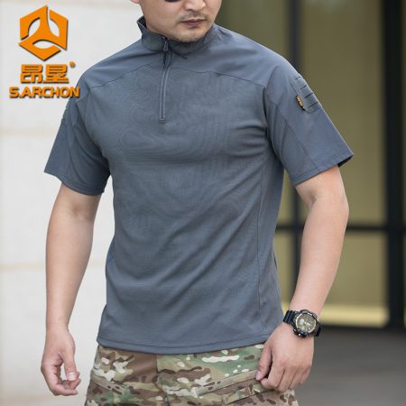 TSS02 Angken Summer Outdoor Tactical Training Single-Guided Frog Suit Camouflage Men's Wear-Resistant Loose Training T-Shirt