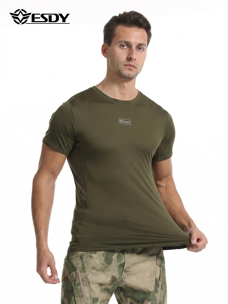 TSS23 Esdy Camouflage Quick-Drying Tactical T-Shirt – Round Neck Training Tee - Image 2