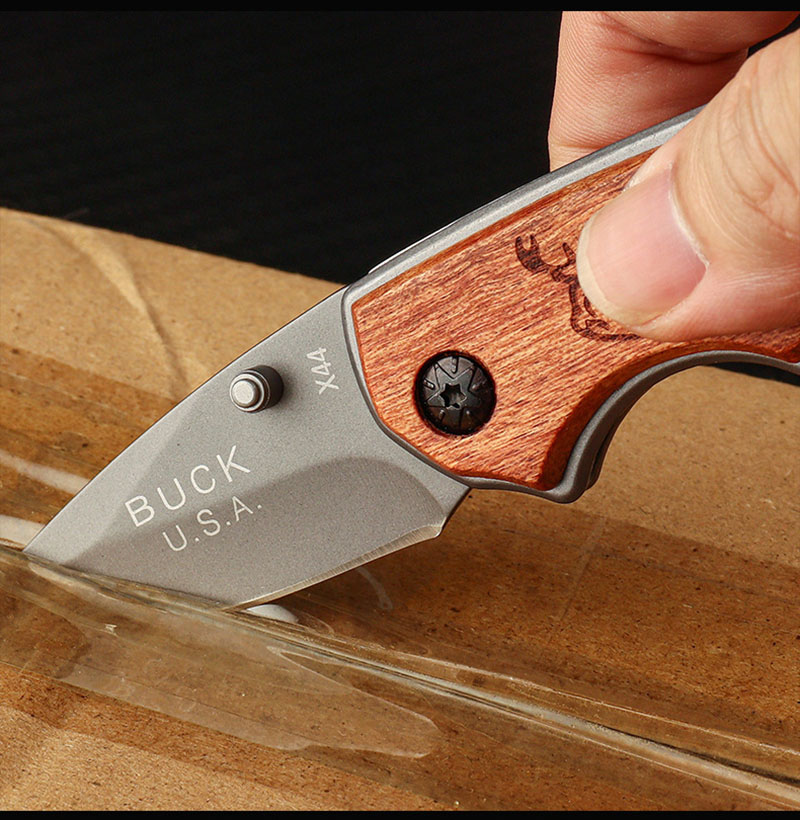 K58 Premium K58 Portable Outdoor Folding Knife – X44 Rosewood & Stainless Steel EDC Tool - Image 5