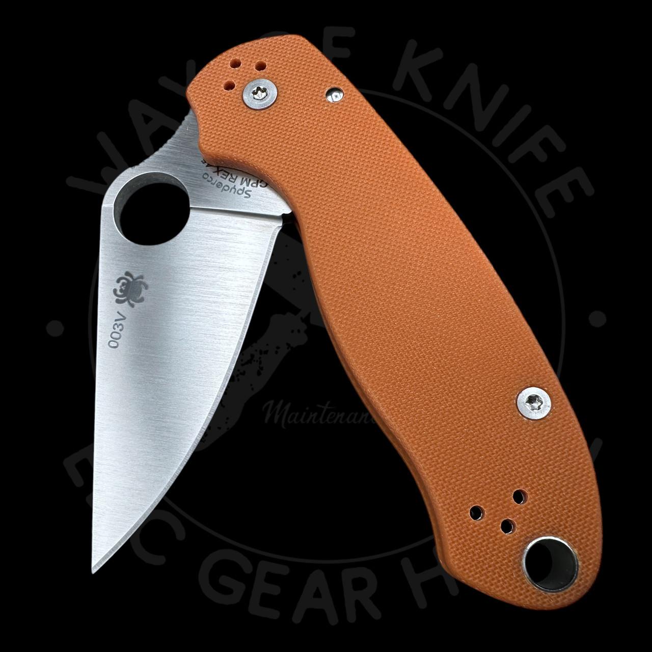 K52 Premium Limited Edition Spyderco Para 3 Folding Knife – CPM-REX 45 Steel & Burnt Orange G10 - Image 2