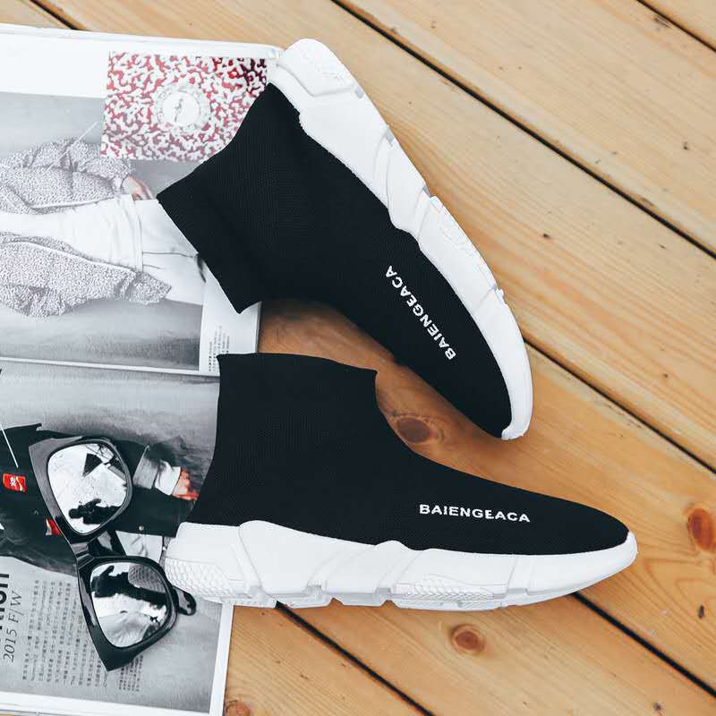 SH17 ស្បែកជើងកីឡា Unisex High-Top Flyknit បាតក្រាស់ សម្រាប់ពាក់ប្រចាំថ្ងៃ - Image 2