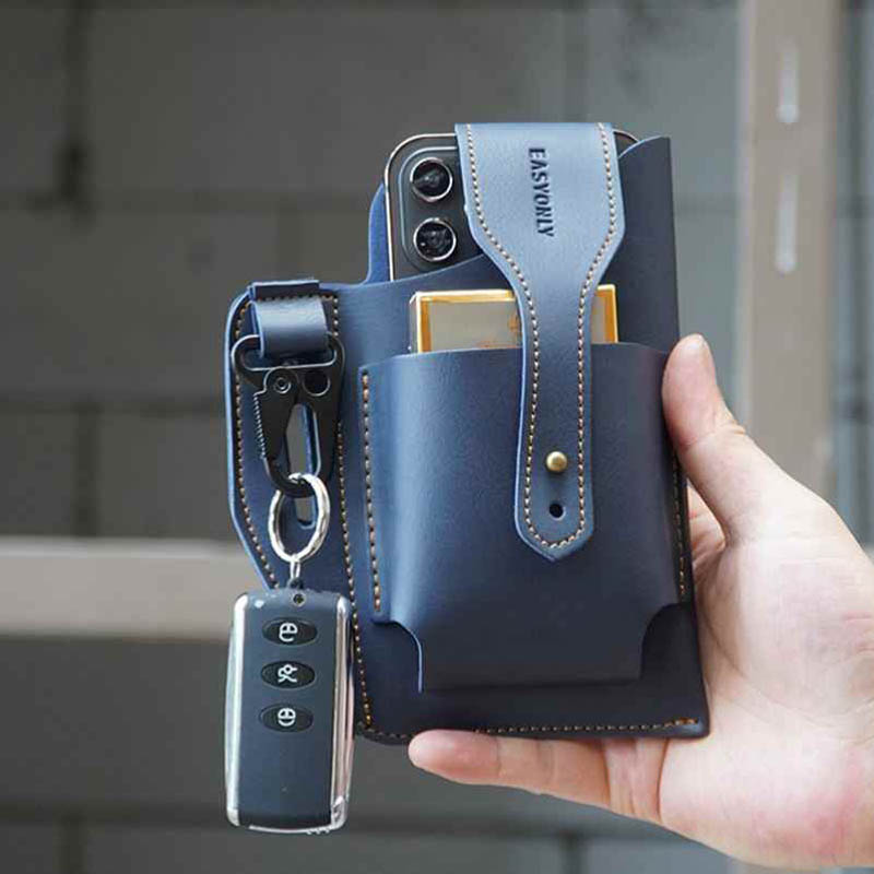 PH02 Retro Belt Phone Holster with Card Pocket and Key Clip - Image 4