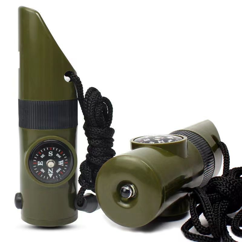 CG06 7-in-1 Outdoor Survival Whistle with Compass, LED Light & Lanyard - Image 2