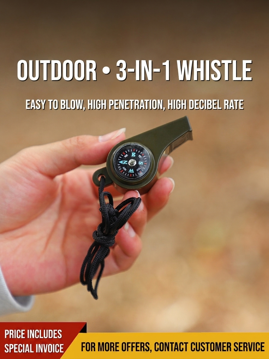 CG07 Three-in-One Outdoor Survival Whistle with Compass, Thermometer and Lanyard - Image 3