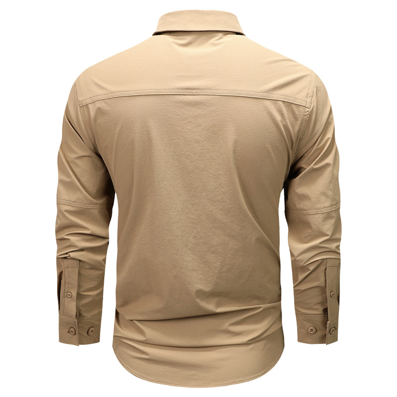 SHL08-CR Men’s Outdoor Quick-Dry Tactical Shirt – Lightweight Long-Sleeve Multi-Pocket Utility Top - Image 3