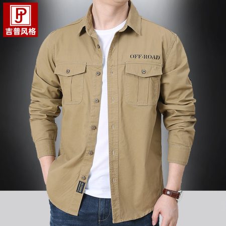 SHL29 Casual Multi-Pocket Long Sleeve Shirt – Cotton Workwear Style for Spring and Autumn