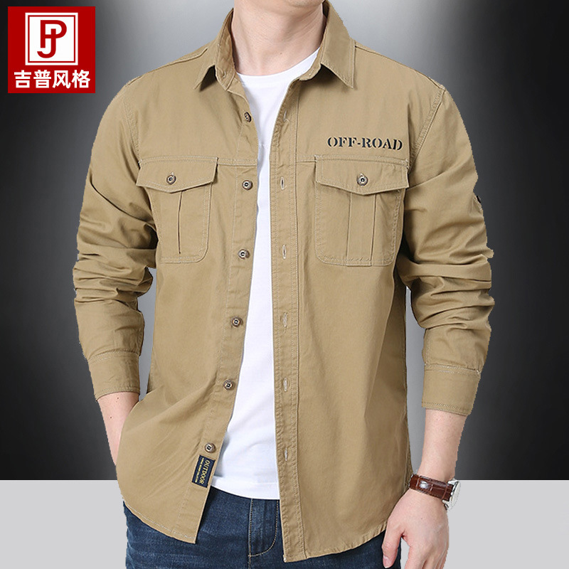 SHL29 Casual Multi-Pocket Long Sleeve Shirt – Cotton Workwear Style for Spring and Autumn