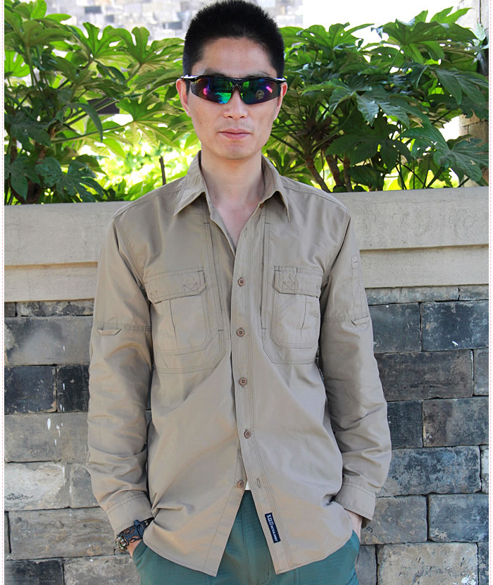 SHL22 Quick-Dry Military Style Long-Sleeve Shirt – Lightweight Outdoor Utility Shirt with Chest Pockets - Image 2