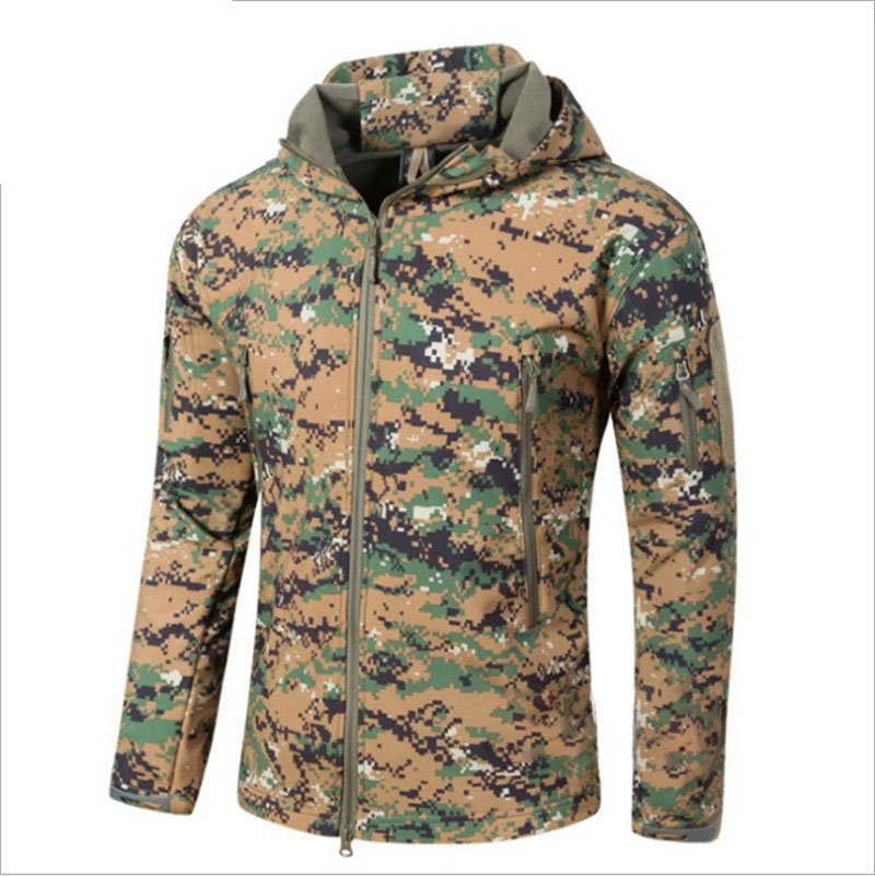 JK08 Sharkskin Softshell Tactical Jacket for Men - Windproof Warm Outdoor Hooded Military-Style Jacket - Image 24
