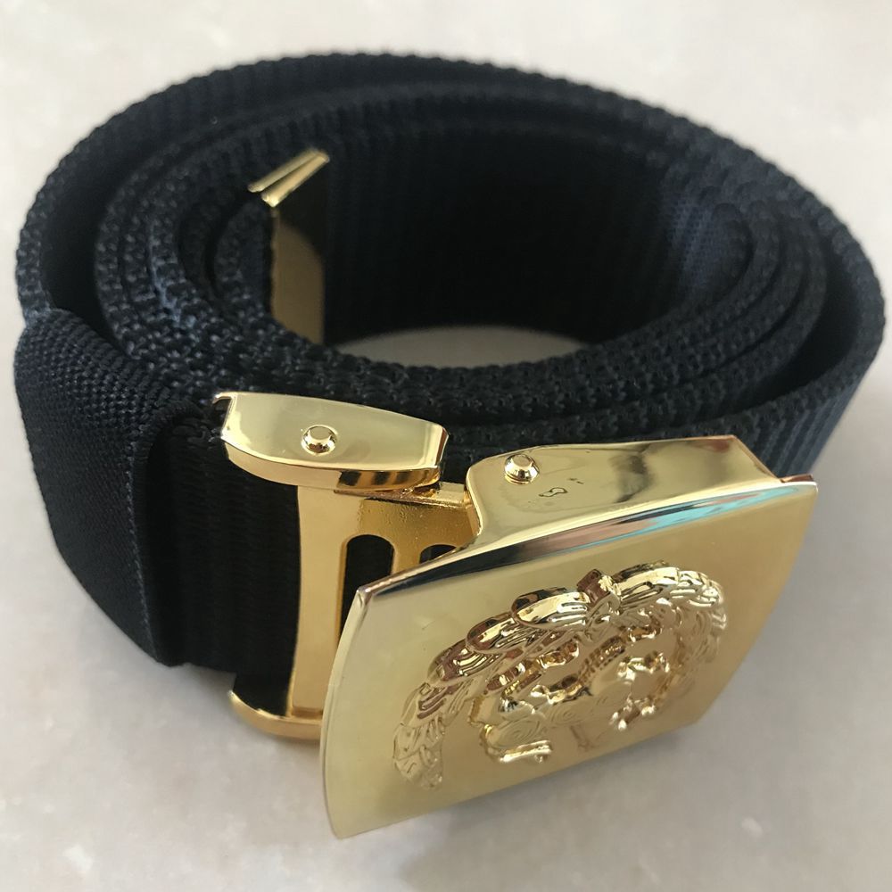 B29 Golden Lion Logo Canvas Belt – 1.5-Inch Black Casual Belt - Image 4