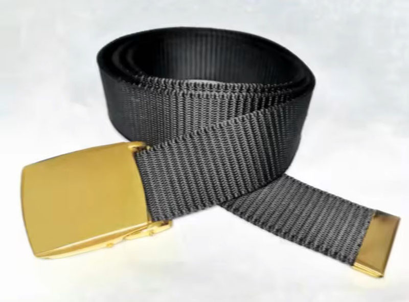 B28 Golden Alloy Buckle Nylon Canvas Web Belt - Image 3