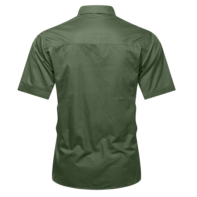 SHS09 Summer Military Uniform Short-Sleeved Shirt – Pure Cotton Loose Outdoor Workwear Overalls Shirt for Men - Image 3