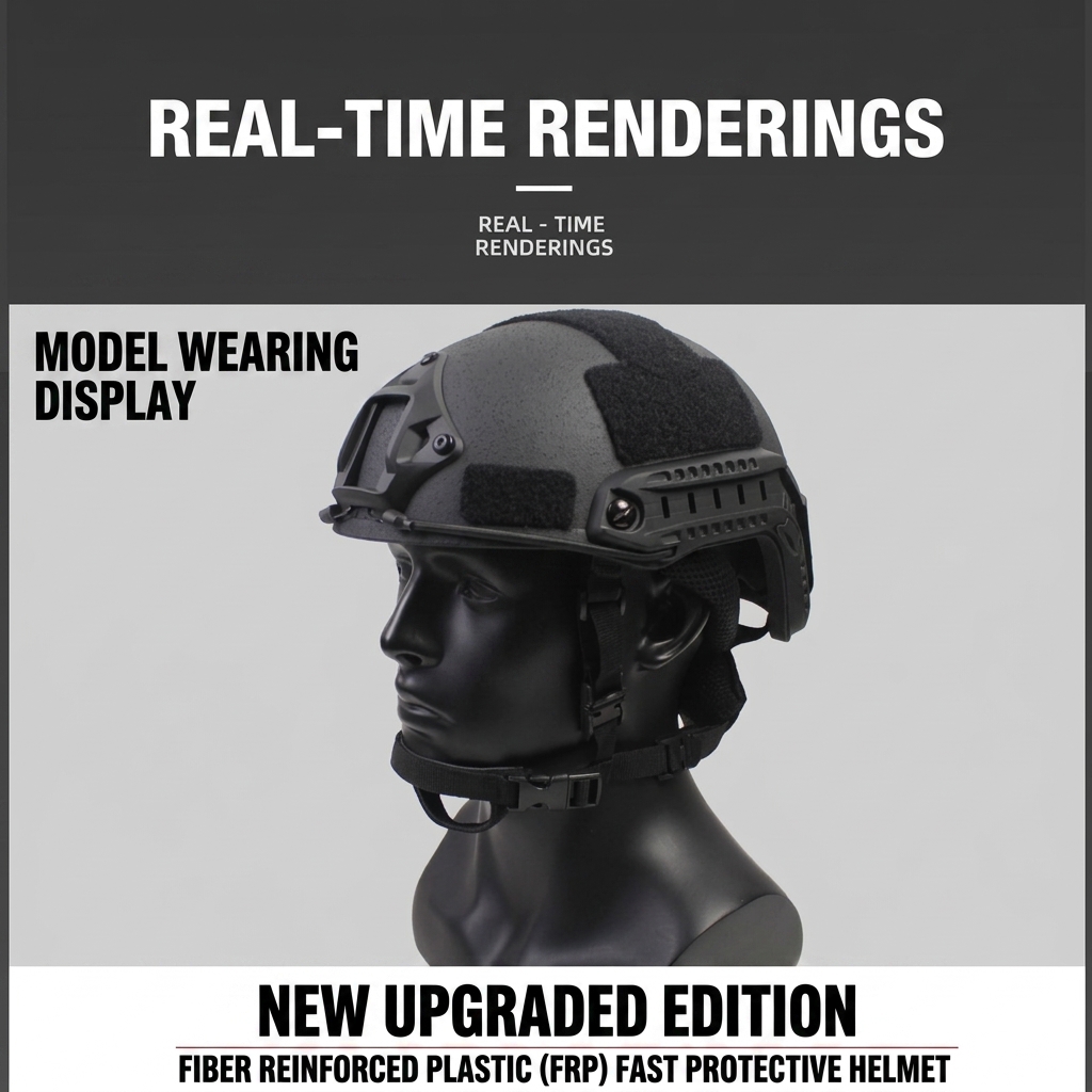 HT04 FAST Fiberglass Tactical Training Helmet with Side Rails and Adjustable Suspension - Image 7