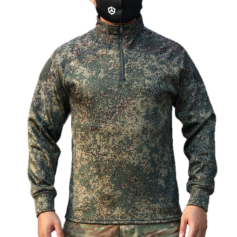 TSL13 SARCHON Men's Camouflage Tactical Fleece-Lined Long-Sleeve Training Top – Slim-Fit Outdoor Combat Shirt for Cool-Weather Hiking, Travel, and Active Wear - Image 3