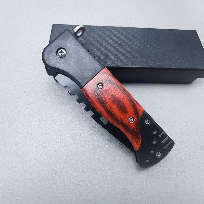 K50 Premium Tactical Folding Knife – Stainless Steel & Natural Wood Handle - Image 3