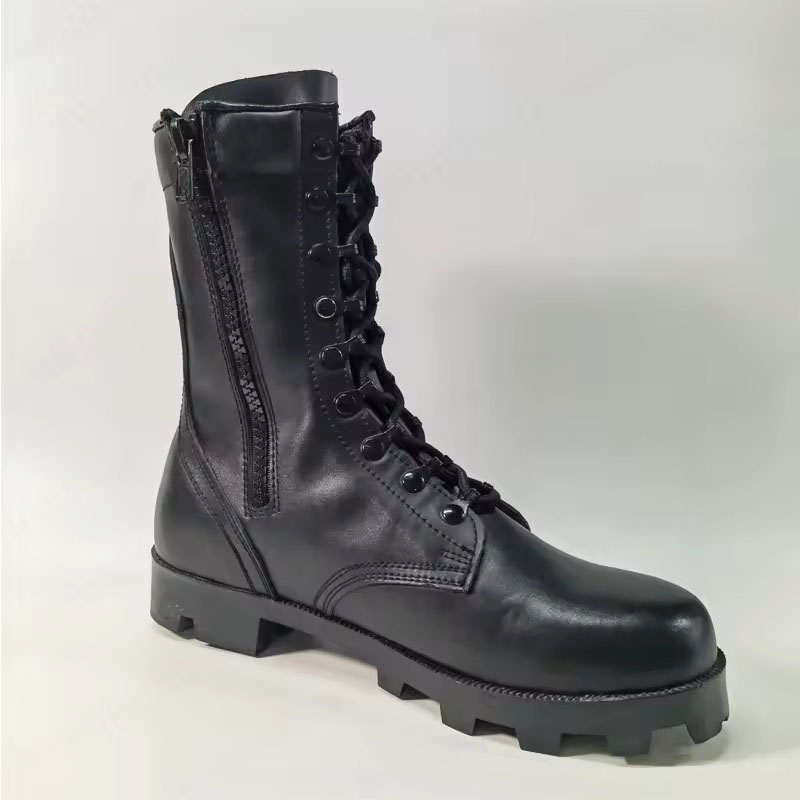 SH33 ស្បែកជើងកវែង Combat Boots ពណ៌ខ្មៅ មានខ្សែចង និងហ្ស៊ីបចំហៀង - Image 3