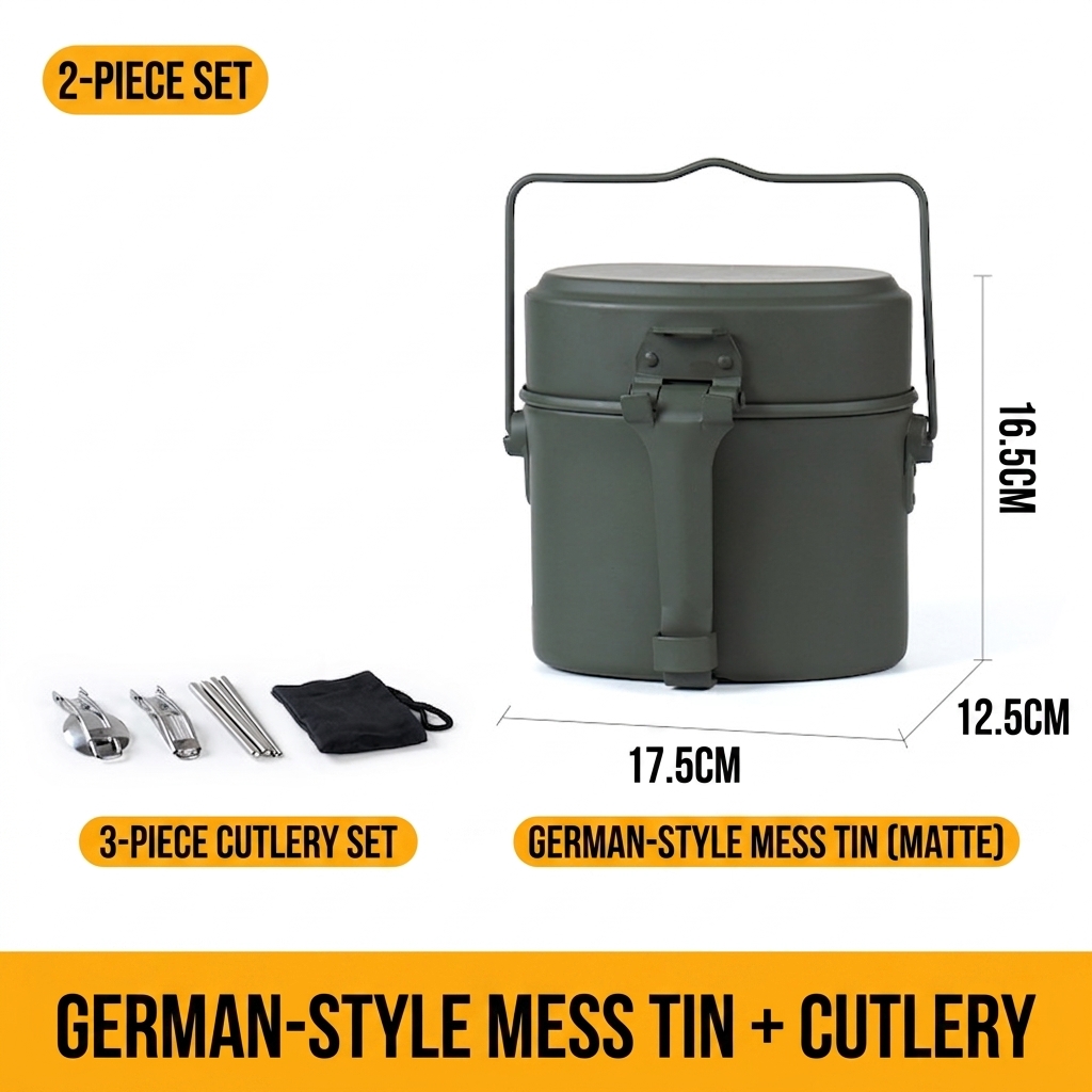 CG01 German-Style Aluminum Camping Mess Kit with Hanging Pot and Compact Cookware Set - Image 5