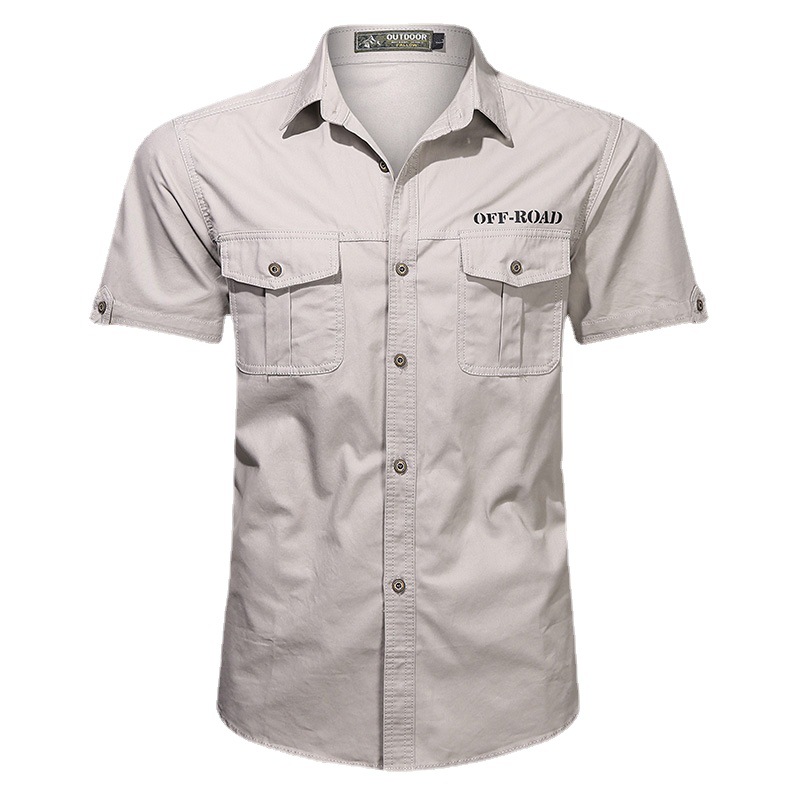 SHS08 Summer Workwear Short-Sleeved Shirt for Men – Loose-Fit Outdoor Cotton Utility Shirt, Non-Iron Casual Workwear Top - Image 5