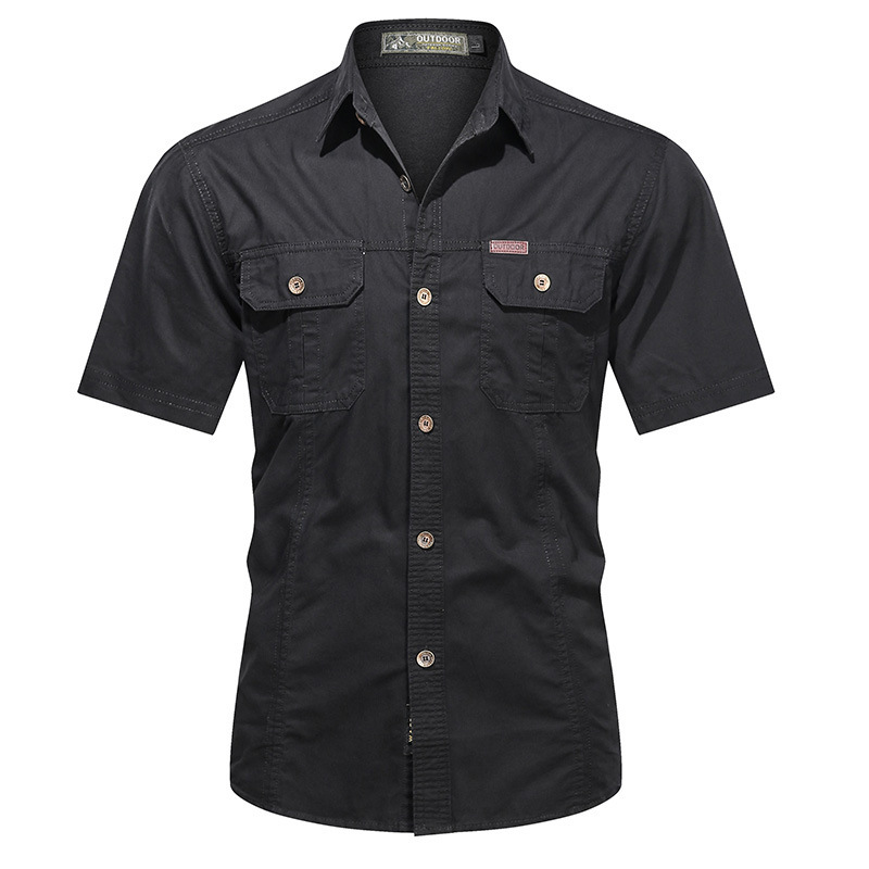 SHS09 Summer Military Uniform Short-Sleeved Shirt – Pure Cotton Loose Outdoor Workwear Overalls Shirt for Men - Image 4