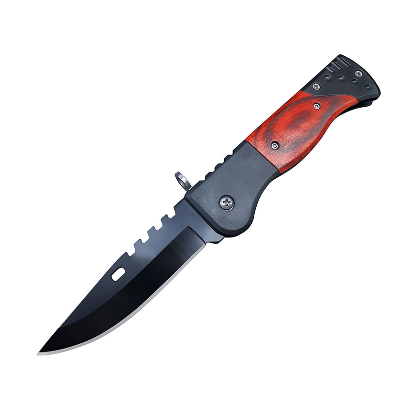 K50 Premium Tactical Folding Knife – Stainless Steel & Natural Wood Handle - Image 4