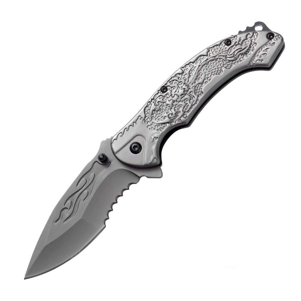 K54 Premium Handmade Embossed Folding Knife – High Hardness Tactical Steel Handle - Image 4