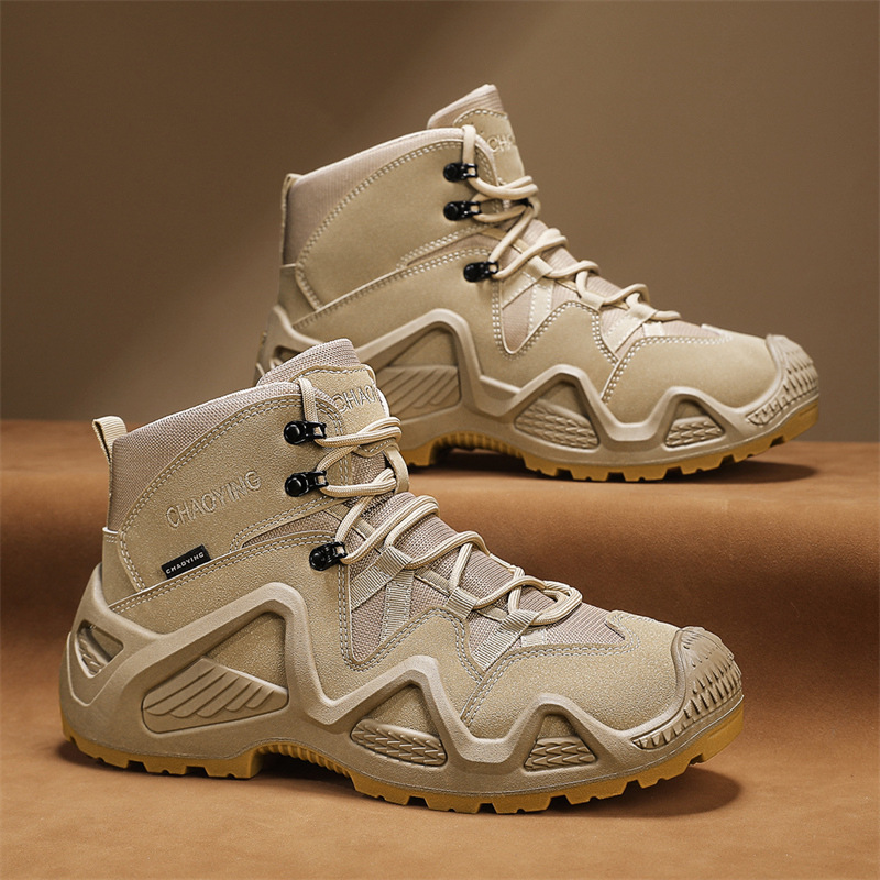 SH08 ស្បែកជើងបុរស Martin Boots កម្ពស់មធ្យម រឹងមាំ – បាតក្រាស់មិនងាយរអិល សម្រាប់ឡើងភ្នំក្រៅផ្ទះ និងស្បែកជើង Tooling - Image 3