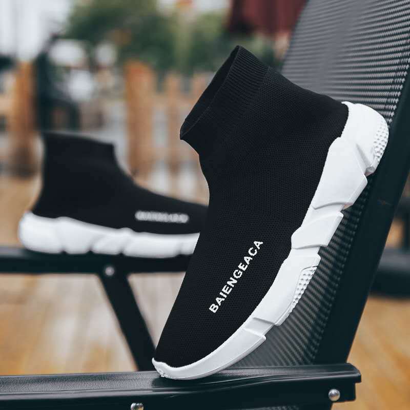 SH17 ស្បែកជើងកីឡា Unisex High-Top Flyknit បាតក្រាស់ សម្រាប់ពាក់ប្រចាំថ្ងៃ - Image 3