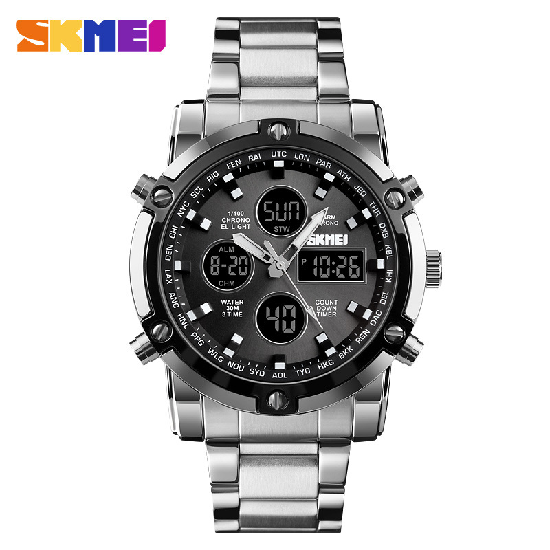 W03 នាឡិកាដៃកីឡា អាណាឡូក-ឌីជីថល ពហុមុខងារ ជាមួយខ្សែលោហៈតំណកង - Image 5