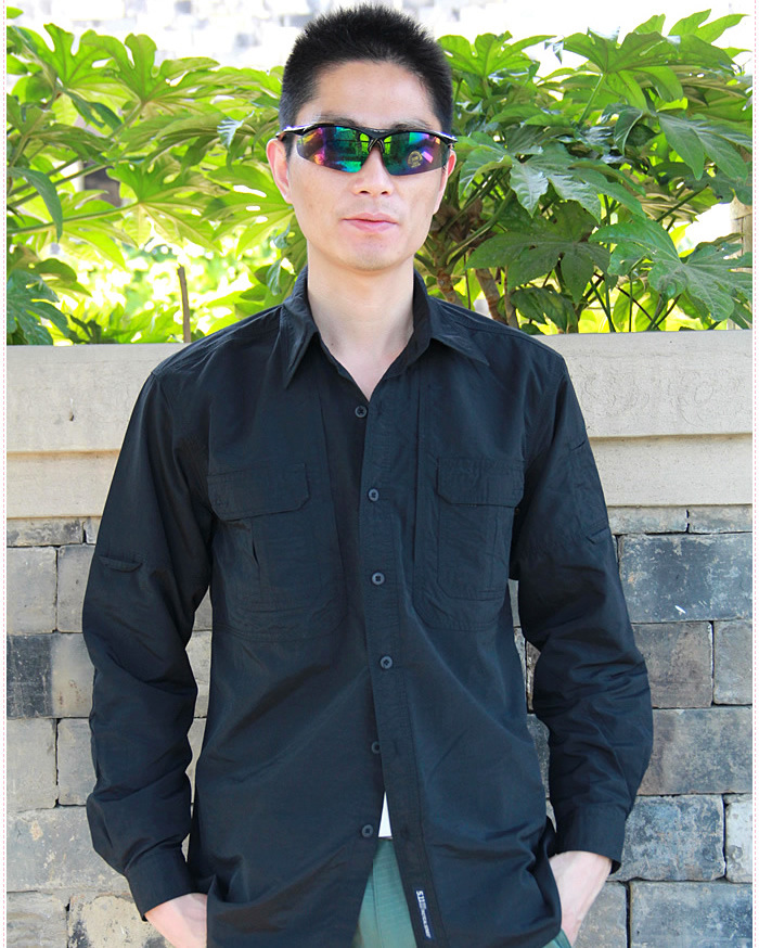 SHL22 Quick-Dry Military Style Long-Sleeve Shirt – Lightweight Outdoor Utility Shirt with Chest Pockets - Image 4