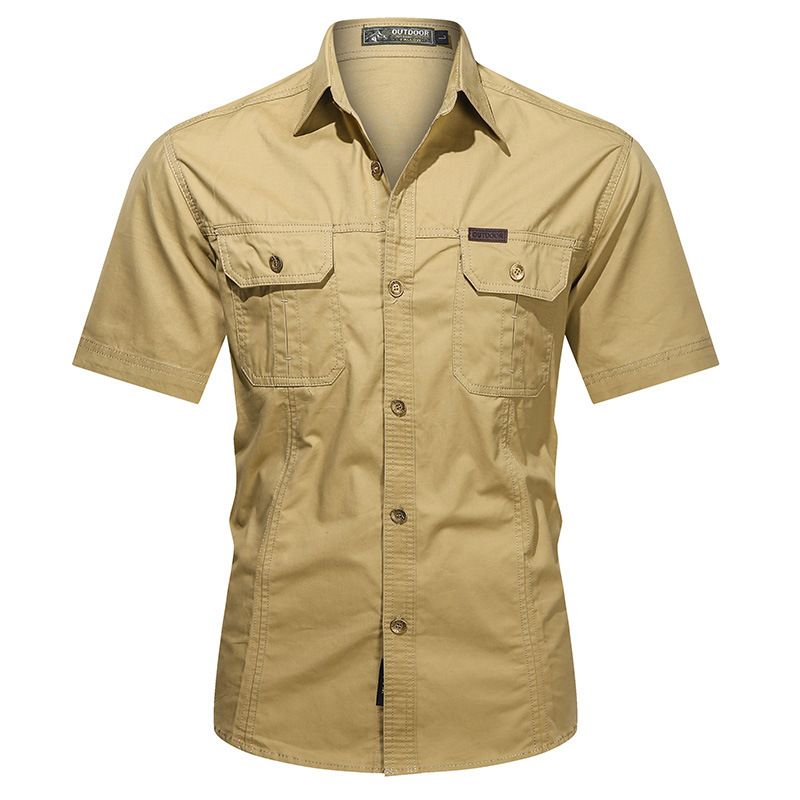 SHS09 Summer Military Uniform Short-Sleeved Shirt – Pure Cotton Loose Outdoor Workwear Overalls Shirt for Men - Image 5