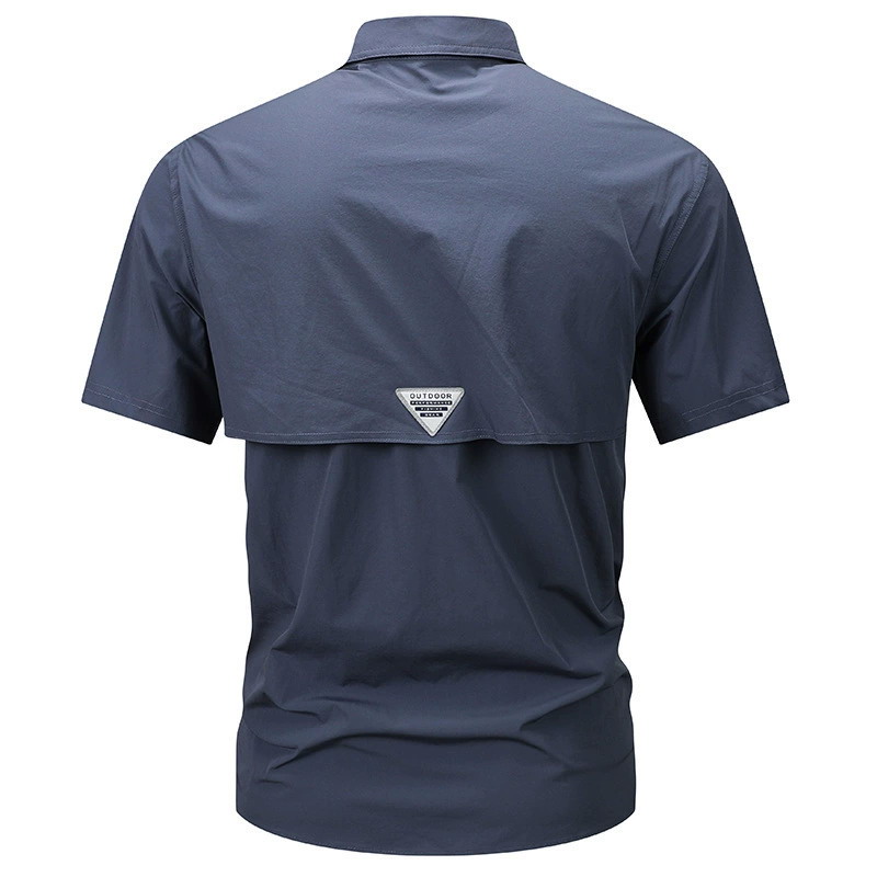 SHS05 Summer Outdoor Casual Multi-Pocket Workwear Short-Sleeved Shirt – Breathable Thin Quick-Drying Stretch Utility Shirt for Men - Image 5