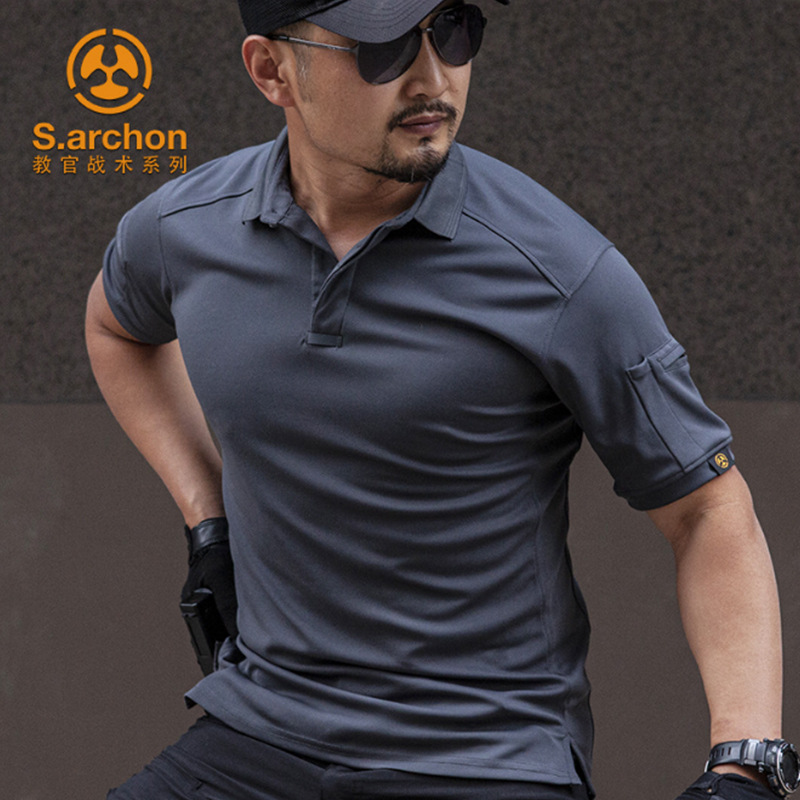 TSS06 Wholesale Instructor Tactical Summer Outdoor T-Shirt – Quick-Drying Men's Lapel Sports Short-Sleeved Loose Polo Shirt - Image 5