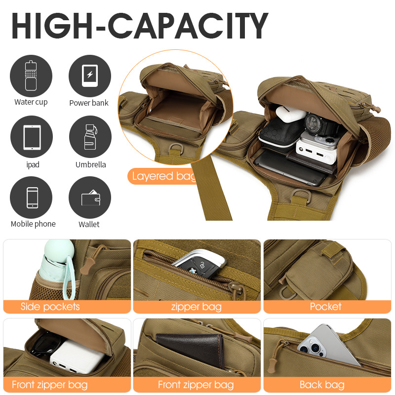 BG39 Lightweight Outdoor Crossbody Shoulder Bag – Water-Repellent Utility Bag with Multi-Compartment Storage - Image 5