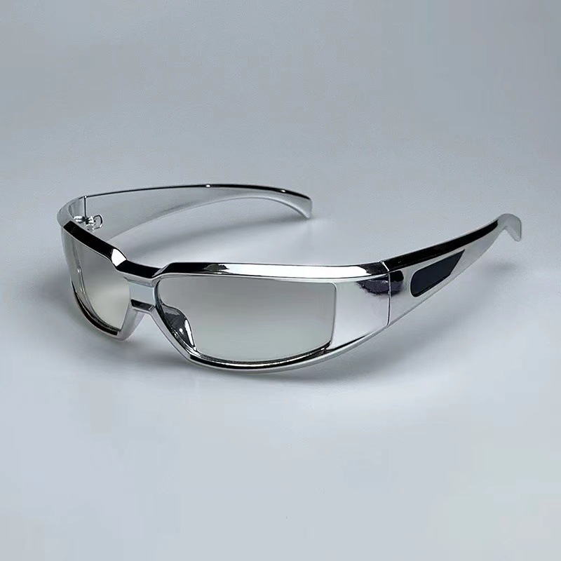 GL10 Futuristic Cyber Square Sunglasses with Reflective Frame and Tinted Lenses - Image 5