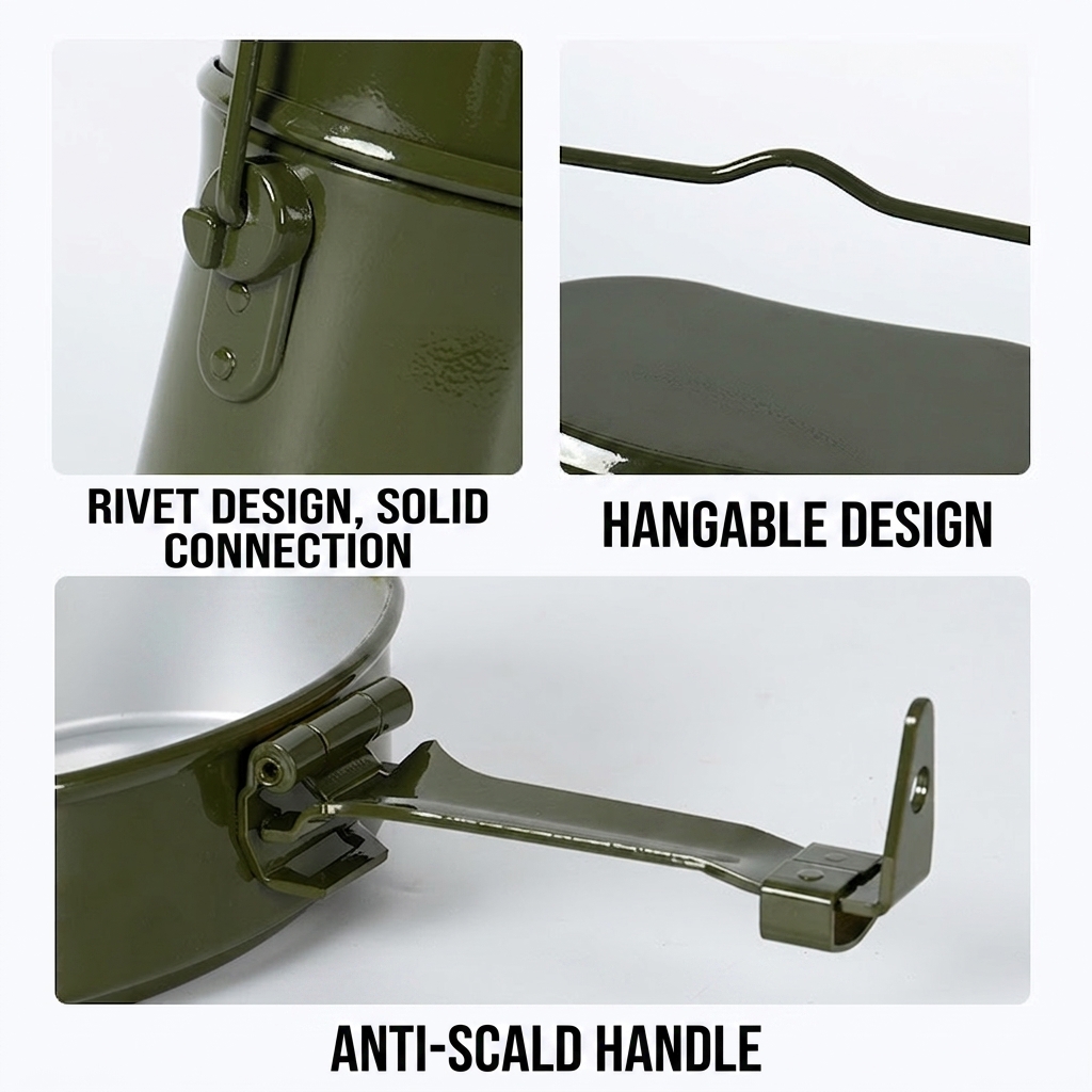 CG01 German-Style Aluminum Camping Mess Kit with Hanging Pot and Compact Cookware Set - Image 8