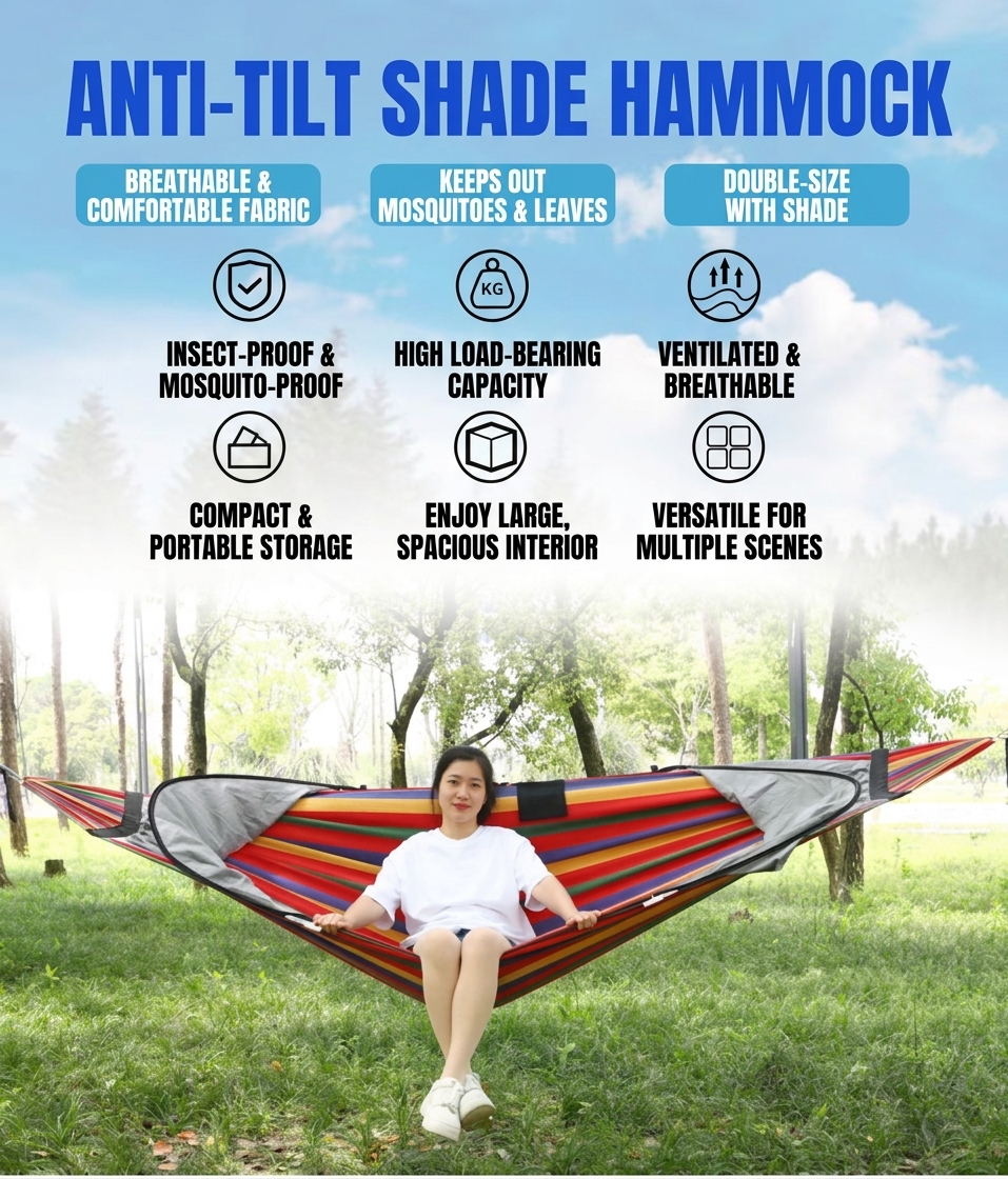 CG10 Quick-Opening Canvas Hammock with Mosquito Net for Outdoor Camping and Garden Relaxation - Image 5